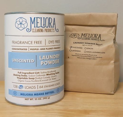 Meliora Cleaning Products' Paper Laundry Powder Refill Bags