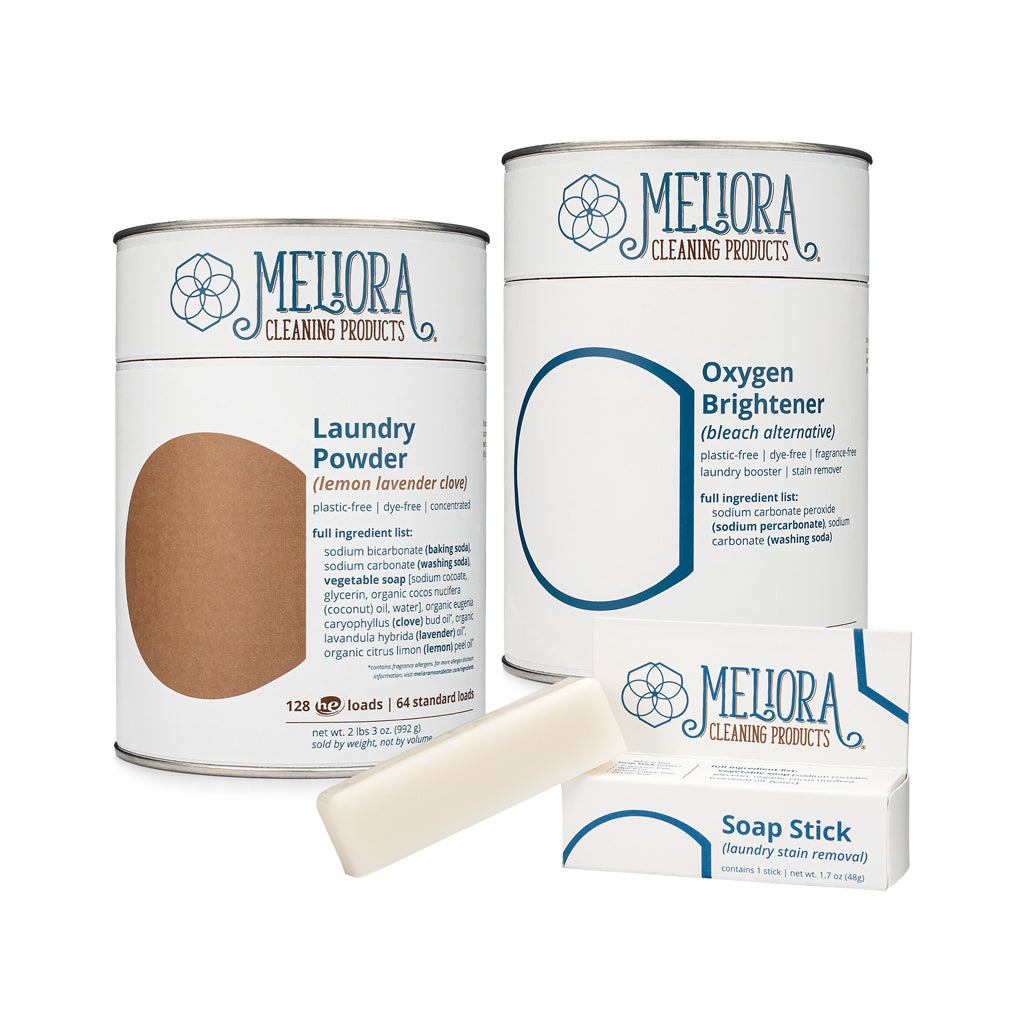 Meliora Plastic-Free Laundry Bundle - Non-Toxic Eco-Friendly (Lemon-Lavender-Clove)