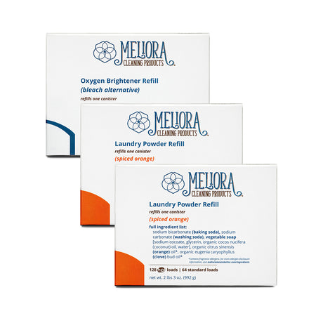 Meliora Plastic-Free Laundry Refill Bundle - Non-Toxic Eco-Friendly (Spiced Orange)