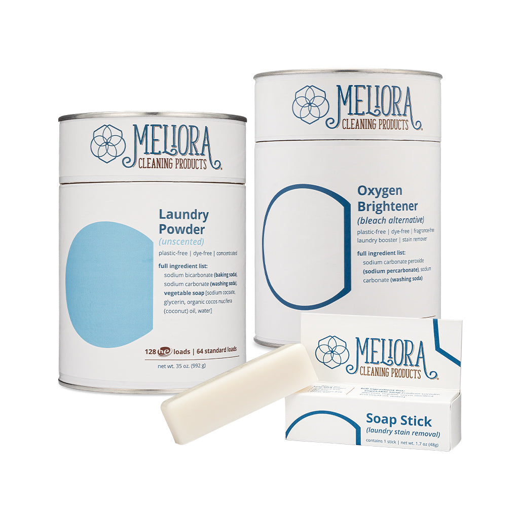 Meliora Plastic-Free Laundry Bundle - Non-Toxic Eco-Friendly (Unscented)